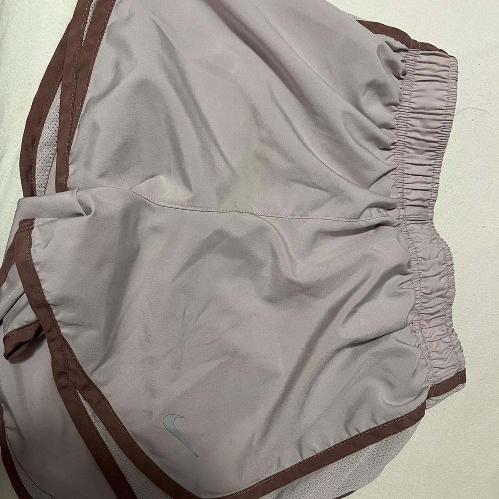 Nike Light Gray and Brown Athletic Shorts